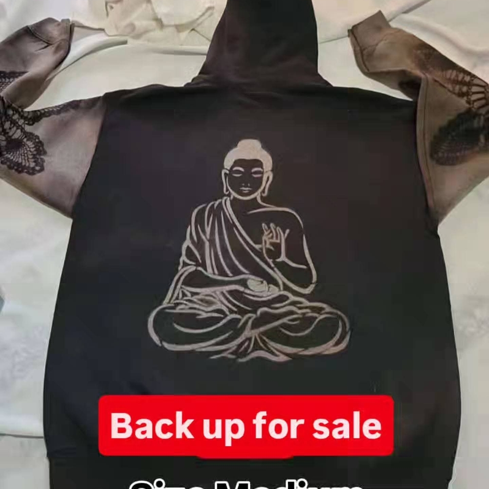 Black Hoodie with Buddha Design